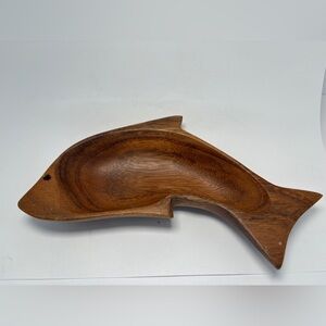 Vintage Acacia Woods Monkey Pod Hand Carved Wooden Fish Bowl Dish